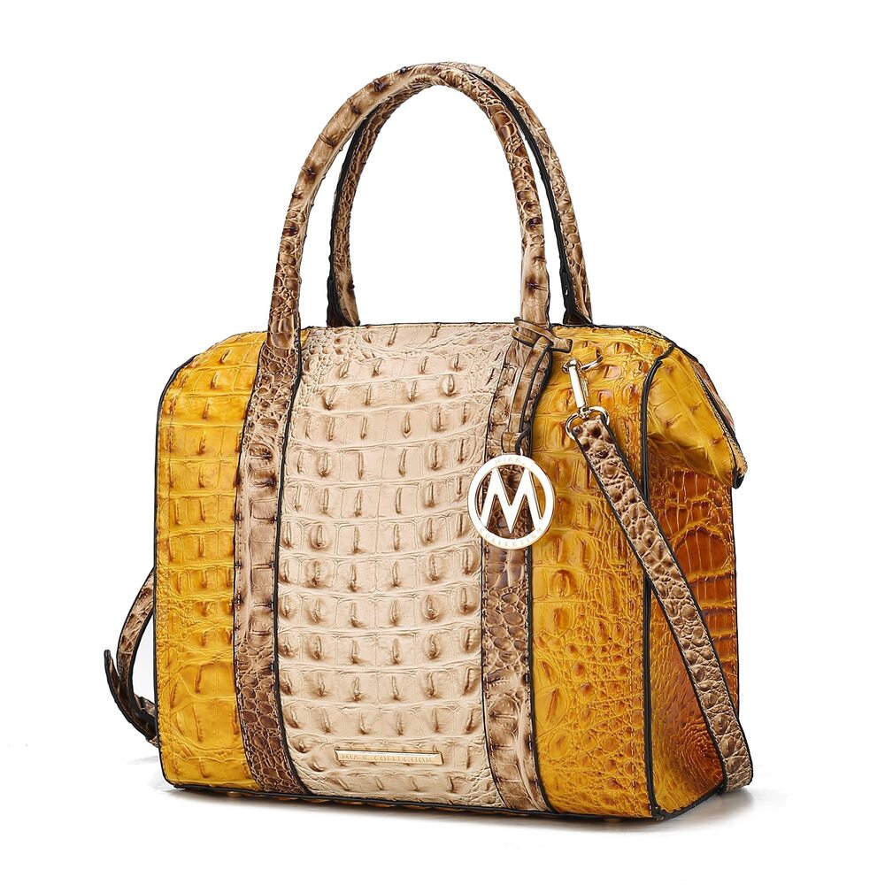9986 Satchel bag , Crocodile-embossed Vegan Leather Top-Handle Crossbody